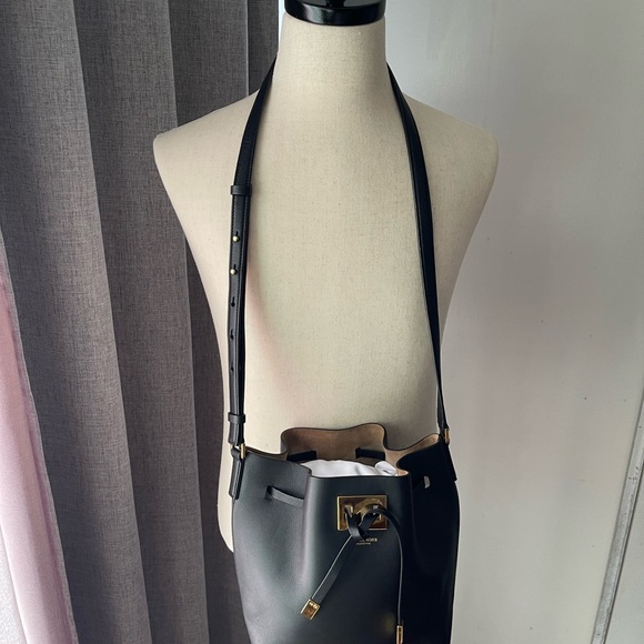 Michael Kors Collection Black Leather Bucket Bag
